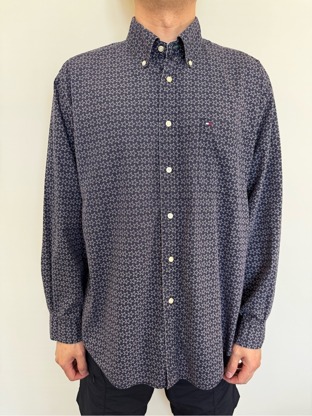 Tommy Hilfiger Navy Star-Pattern Button-Down Shirt